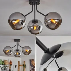 Plafonnier - Verre Koyoto Chrome, Fumé, 3 lumières