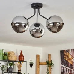 Plafonnier - Verre Koyoto Chrome, Fumé, 3 lumières