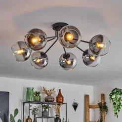 Plafonnier - Verre Koyoto Clair, Fumé, 7 lumières