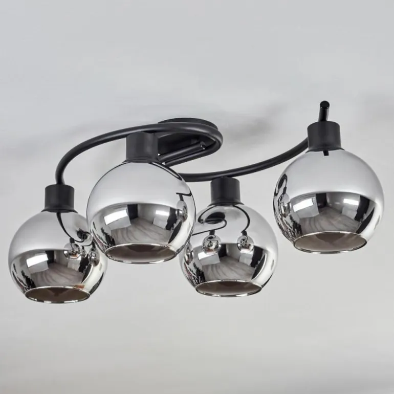 Plafonnier - Verre Koyoto Chrome, Fumé, 4 lumières