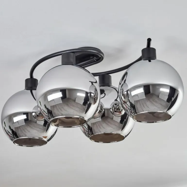 Plafonnier - Verre Koyoto Chrome, Fumé, 4 lumières
