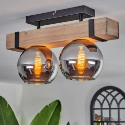 Plafonnier - Verre Montgomery Écru, Noir, 2 lumières