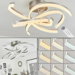 Plafonnier Vignats LED Nickel mat, 4 lumières, Télécommandes