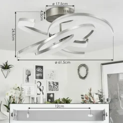 Plafonnier Vignats LED Nickel mat, 4 lumières, Télécommandes