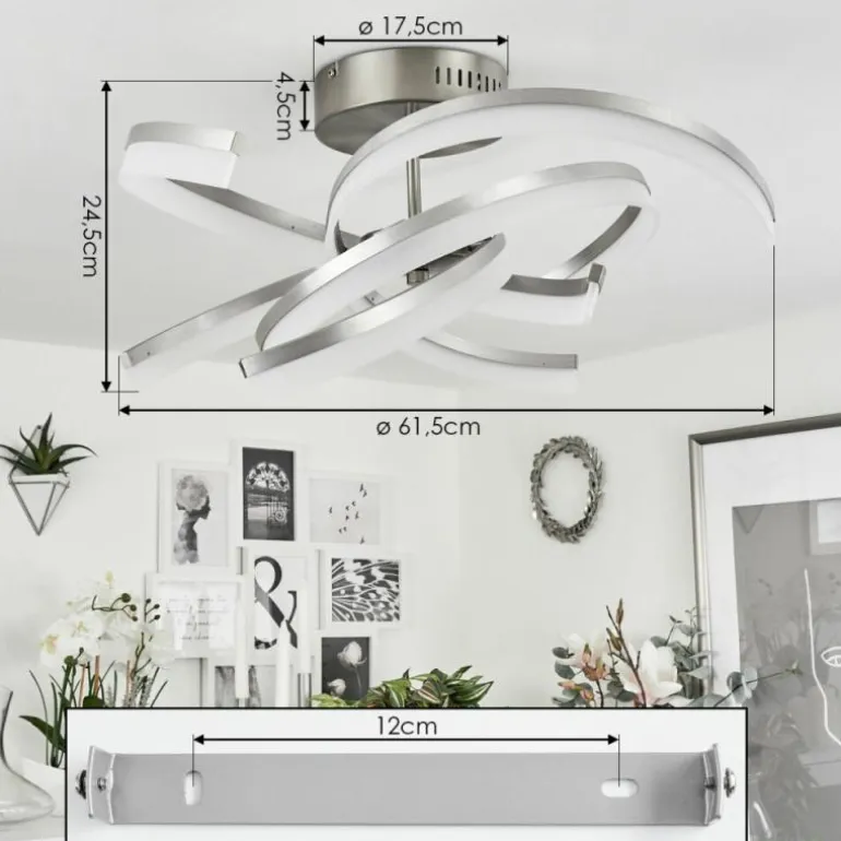 Plafonnier Vignats LED Nickel mat, 4 lumières, Télécommandes