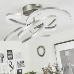 Plafonnier Vignats LED Nickel mat, 4 lumières, Télécommandes
