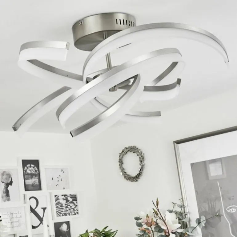 Plafonnier Vignats LED Nickel mat, 4 lumières, Télécommandes