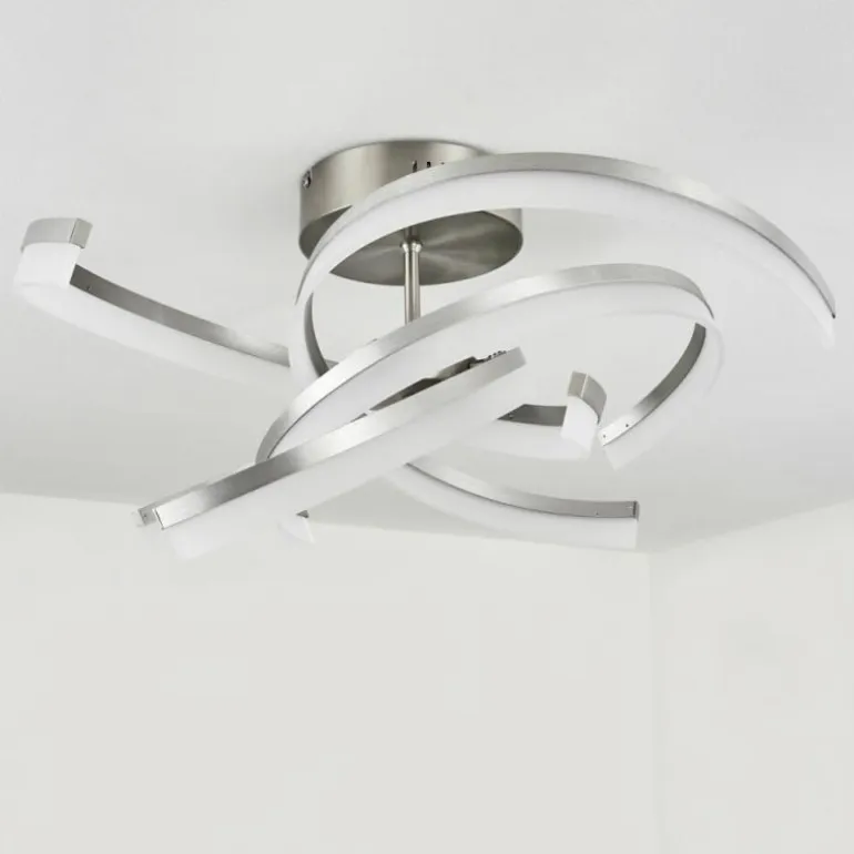 Plafonnier Vignats LED Nickel mat, 4 lumières, Télécommandes