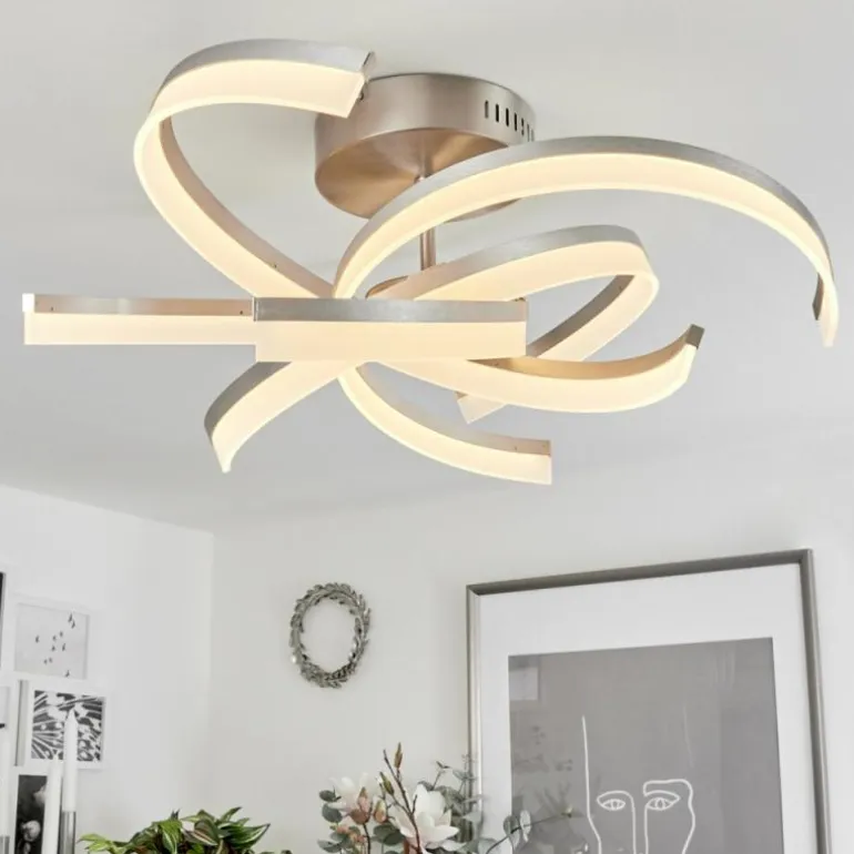 Plafonnier Vignats LED Nickel mat, 4 lumières, Télécommandes