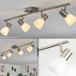 Plafonnier Villaseca LED Nickel mat, 4 lumières