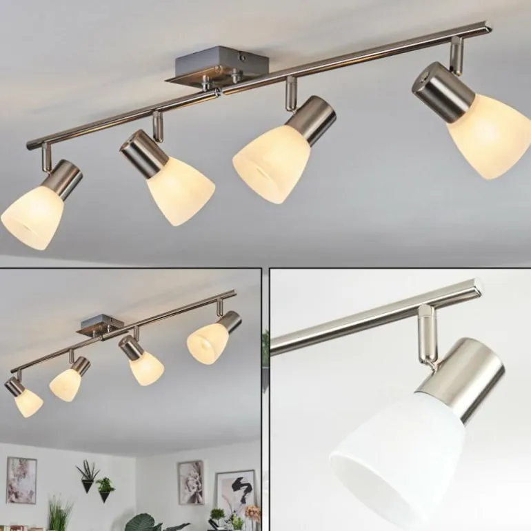 Plafonnier Villaseca LED Nickel mat, 4 lumières