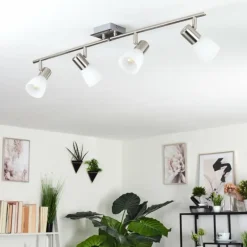 Plafonnier Villaseca LED Nickel mat, 4 lumières