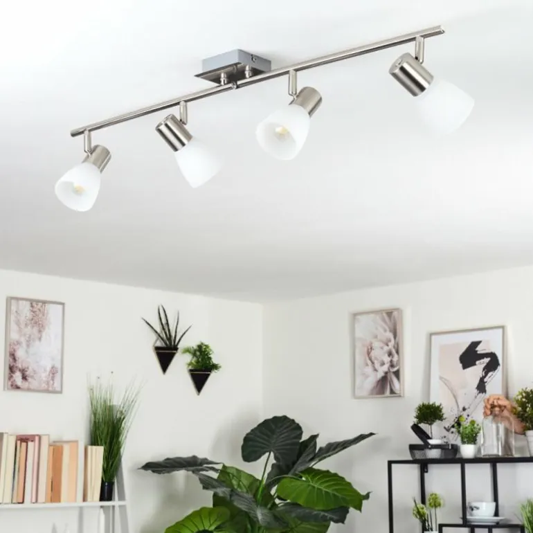 Plafonnier Villaseca LED Nickel mat, 4 lumières