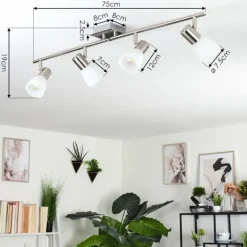 Plafonnier Villaseca LED Nickel mat, 4 lumières