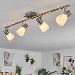 Plafonnier Villaseca LED Nickel mat, 4 lumières
