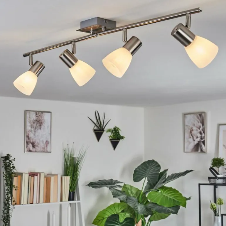 Plafonnier Villaseca LED Nickel mat, 4 lumières