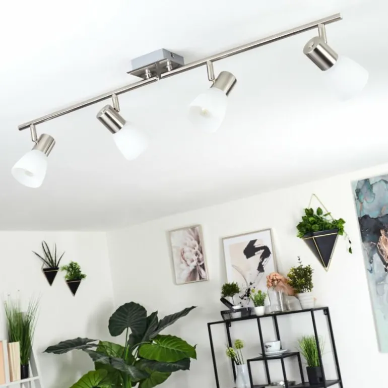 Plafonnier Villaseca LED Nickel mat, 4 lumières