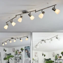 Plafonnier Villaseca LED Nickel mat, 6 lumières
