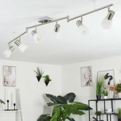 Plafonnier Villaseca LED Nickel mat, 6 lumières