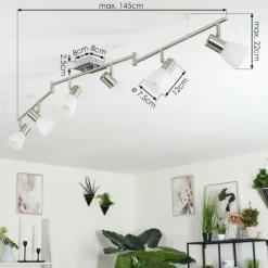 Plafonnier Villaseca LED Nickel mat, 6 lumières