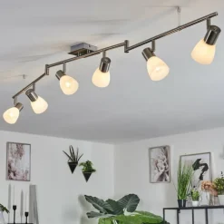 Plafonnier Villaseca LED Nickel mat, 6 lumières