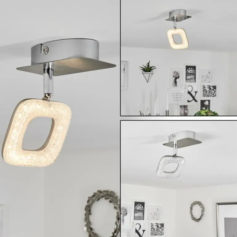 Plafonnier Villenauxe LED Chrome, Nickel mat, 1 lumière