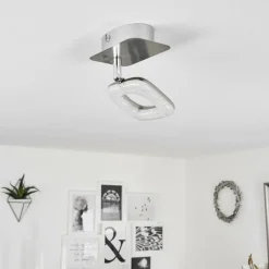 Plafonnier Villenauxe LED Chrome, Nickel mat, 1 lumière