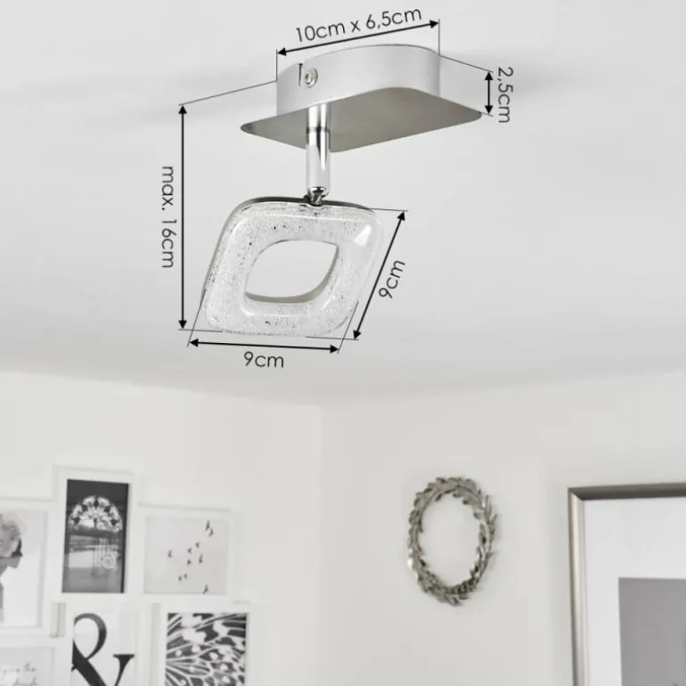 Plafonnier Villenauxe LED Chrome, Nickel mat, 1 lumière