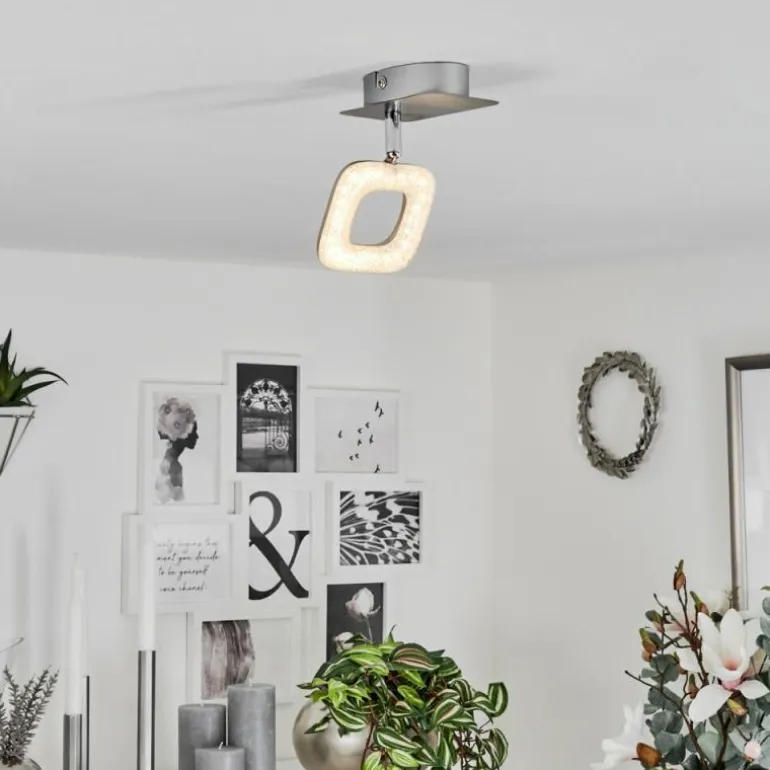 Plafonnier Villenauxe LED Chrome, Nickel mat, 1 lumière