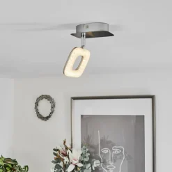 Plafonnier Villenauxe LED Chrome, Nickel mat, 1 lumière
