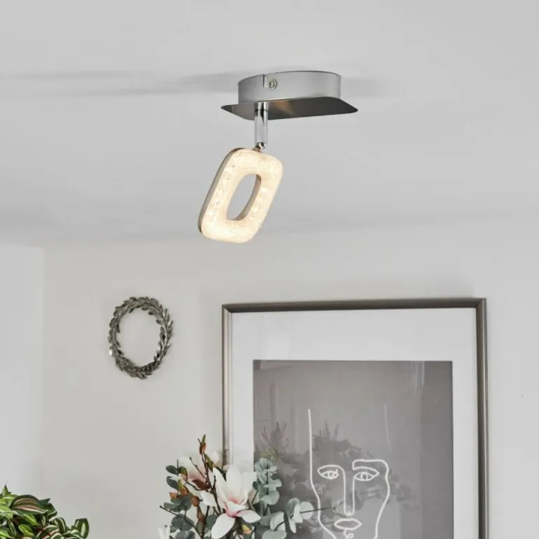 Plafonnier Villenauxe LED Chrome, Nickel mat, 1 lumière