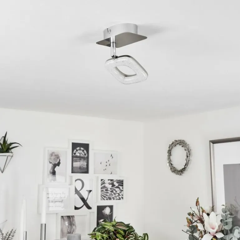 Plafonnier Villenauxe LED Chrome, Nickel mat, 1 lumière