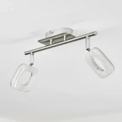 Plafonnier Villenauxe LED Chrome, Nickel mat, 2 lumières