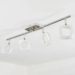 Plafonnier Villenauxe LED Chrome, Nickel mat, 4 lumières