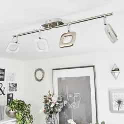 Plafonnier Villenauxe LED Chrome, Nickel mat, 4 lumières
