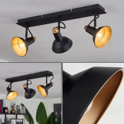 Plafonnier Vouzy Noir, 3 lumières