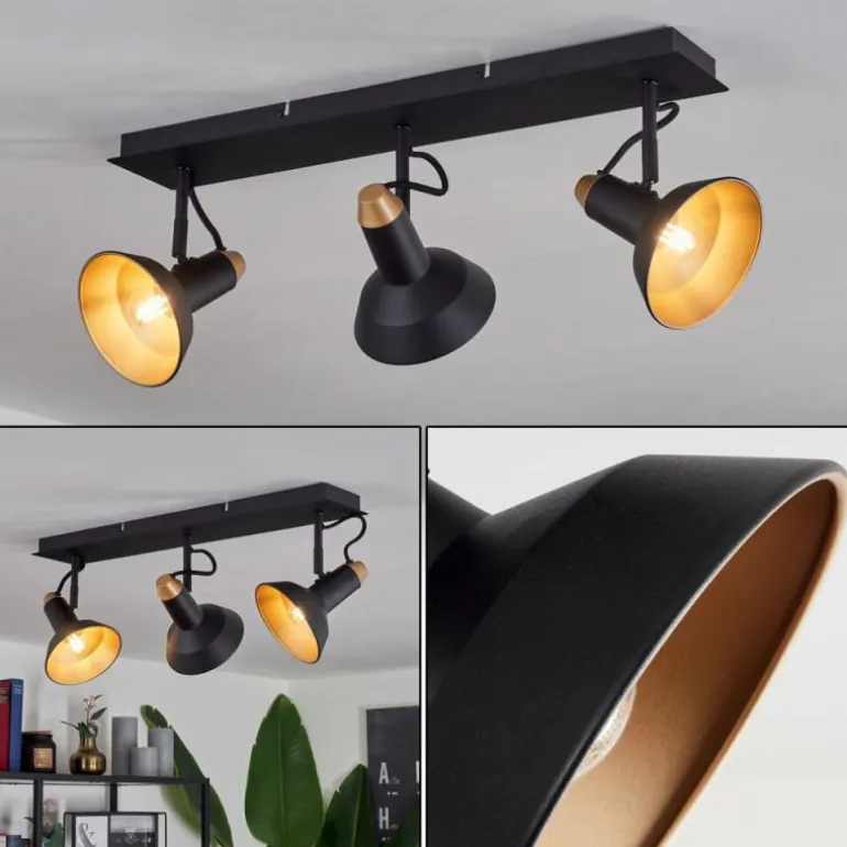 Plafonnier Vouzy Noir, 3 lumières