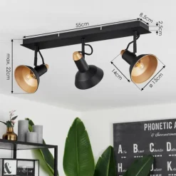 Plafonnier Vouzy Noir, 3 lumières