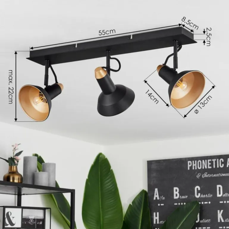 Plafonnier Vouzy Noir, 3 lumières
