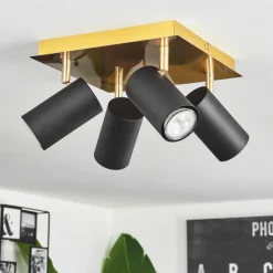 Plafonnier Zuoz Laiton, Noir, 4 lumières
