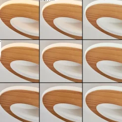 Plafonnier Abonakope LED Couleur bois, Écru, Noir, 2 lumières, Télécommandes, Changeur de couleurs