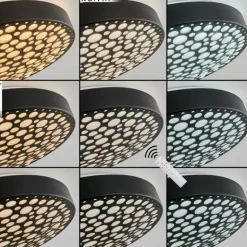 Plafonnier Agodim LED Noir, Blanc, 1 lumière, Télécommandes, Changeur de couleurs