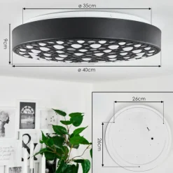 Plafonnier Agodim LED Noir, Blanc, 1 lumière, Télécommandes, Changeur de couleurs