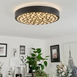 Plafonnier Agodim LED Noir, Blanc, 1 lumière, Télécommandes, Changeur de couleurs