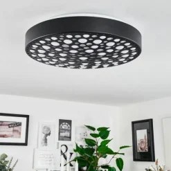 Plafonnier Agodim LED Noir, Blanc, 1 lumière, Télécommandes, Changeur de couleurs