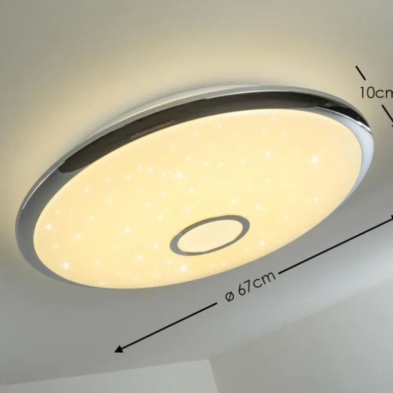 Plafonnier Alar LED Chrome, Blanc, 1 lumière, Télécommandes