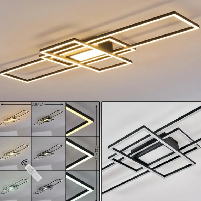 Plafonnier Alsterbro LED Noir, 1 lumière, Télécommandes