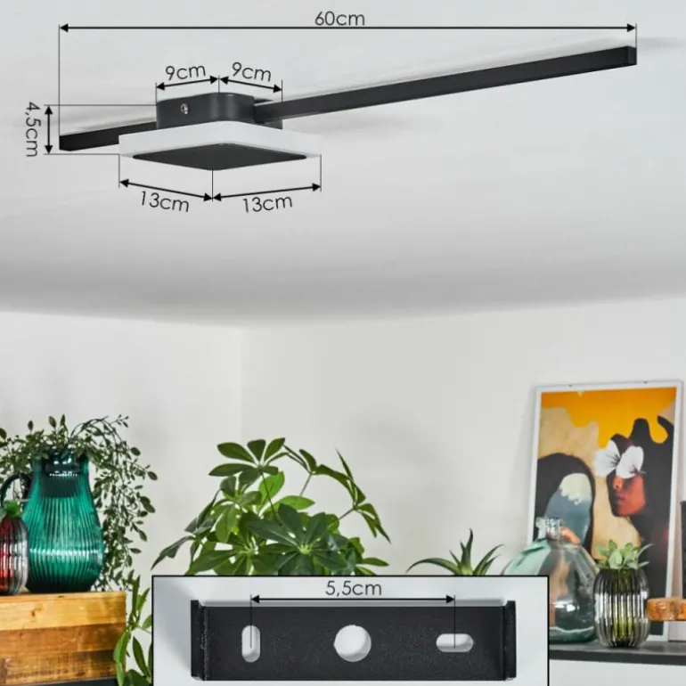 Plafonnier Amdal LED Noir, Blanc, 2 lumières
