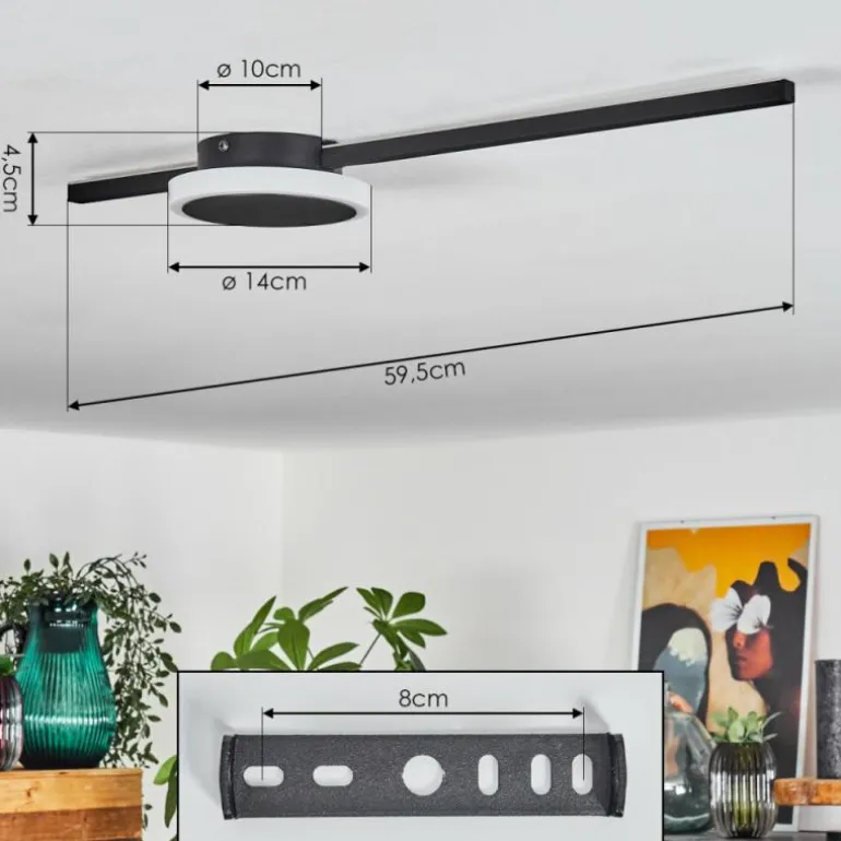 Plafonnier Amdal LED Noir, 2 lumières
