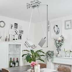 Plafonnier Anneau LED Chrome, Argenté, 2 lumières